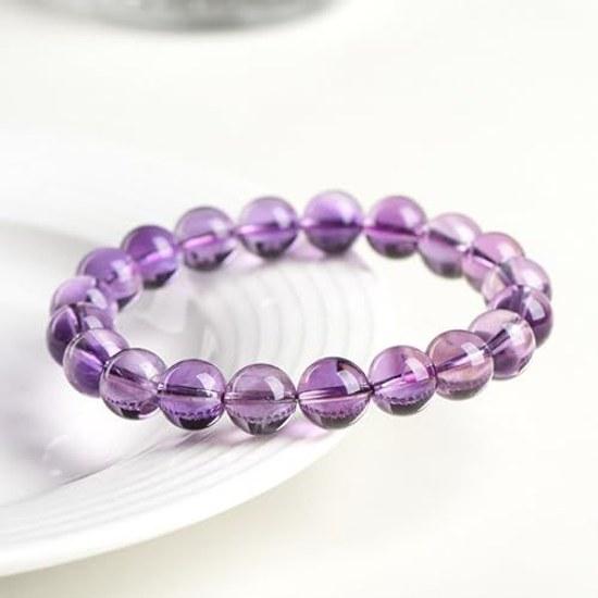 Natural Amethyst Bracelet Gem Round Bead Stretch Healing Reiki Purple Crystal Stone Business Money Luck Energy 1112mm