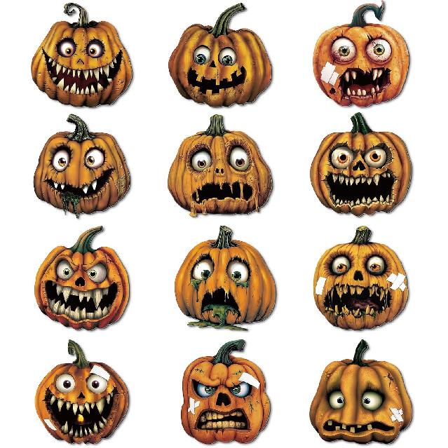 60 Pcs Halloween Vintage Circus Poster Cutouts Set Carnival Circus Theme Party Decorations Retro Halloween Carnival Decor Die Cut Bulletin Board Jack-o-lantern