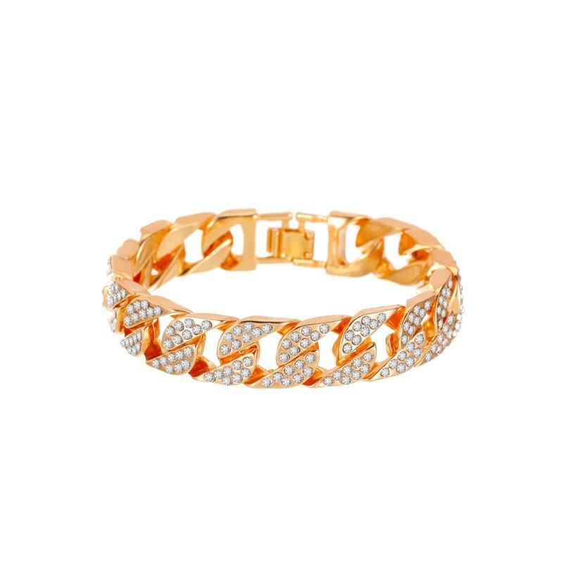 Sparkling Pave Curb Chain Bracelet for Women Hip Hop Style Chunky Link Bracelet Party Jewelry Gift