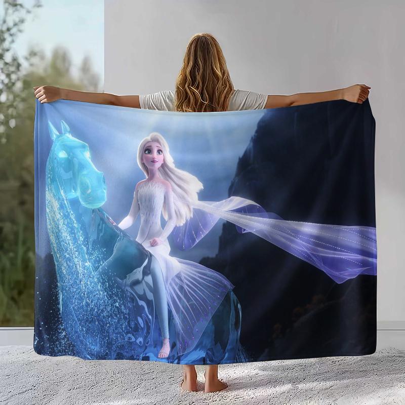 Cartoon F-Frozen Girl Flannel Blanket,Ultra Soft Warm Plush Throw for Home Bedroom Bed Sofa Cover Camping Picnic Gift Kids