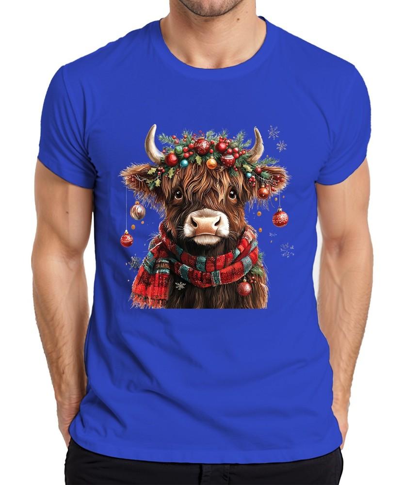 Scottish Highland Cow Christmas Festive Farm Gift Unisexs Tshirt