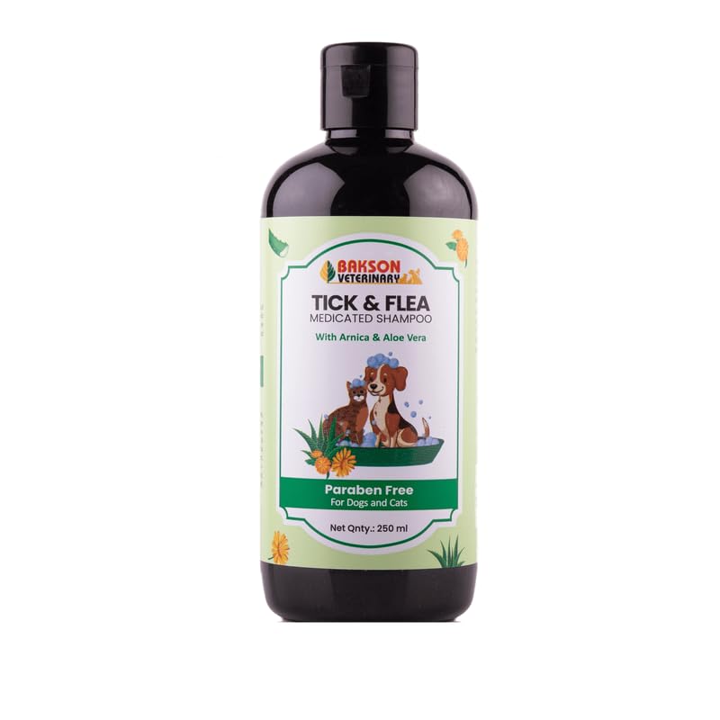 Bakson Veterinary Tick And Flea Control Pet Shampoo Gentle Coat Cleanser Dogs Cats 500 Ml All Ages Daily Grooming