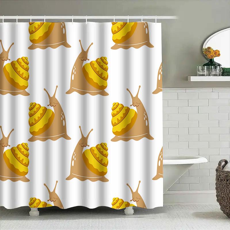 Whimsical Snail Shower Curtain With Fun Cartoon Design Perfect For Bathroom Decor!