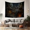 1pc Black Tapestry Gothic Castle Printed Reusable Dustproof Oversized Tapestry for Birthiday Gift Home Party Wall Decoration