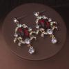 High-end and Stylish New Design Necklace + a Pair of Earrings Set with Red and Green Water Drop Pendants, Bridal Accessories, Evening Party