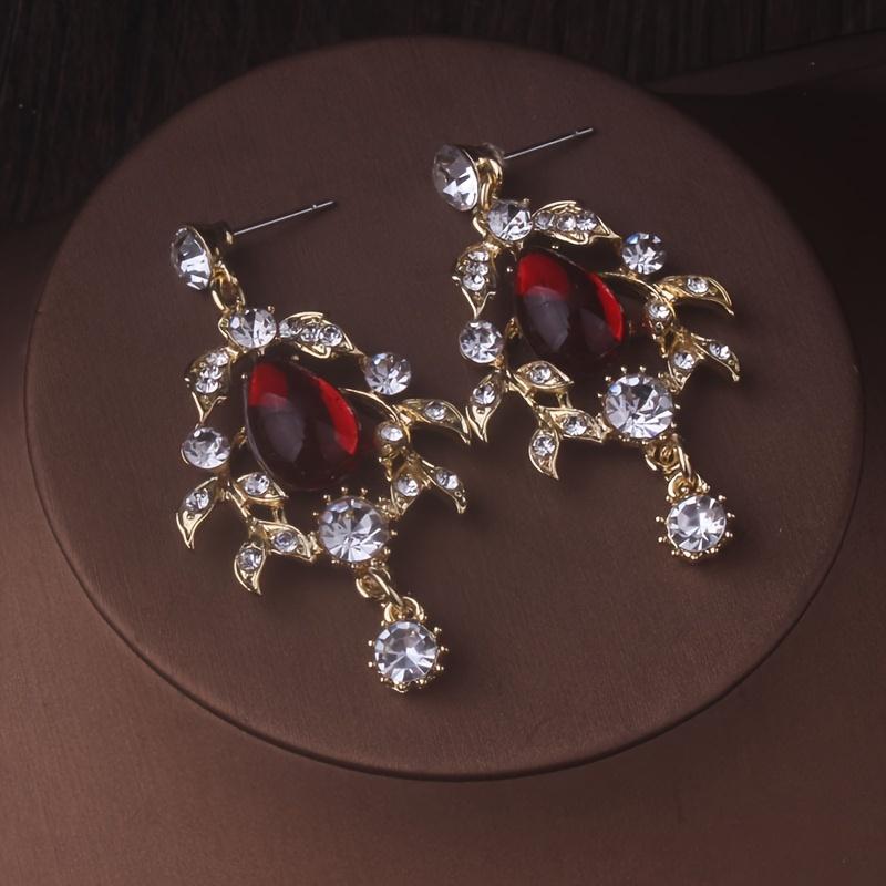 High-end and Stylish New Design Necklace + a Pair of Earrings Set with Red and Green Water Drop Pendants, Bridal Accessories, Evening Party