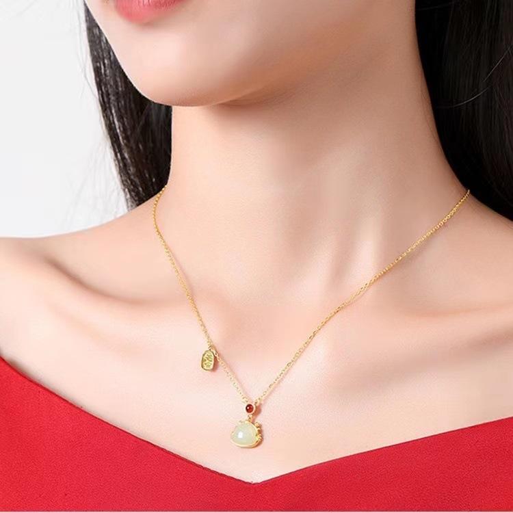 Hetian Jade Cute Dragon Necklace New Gift for Girls