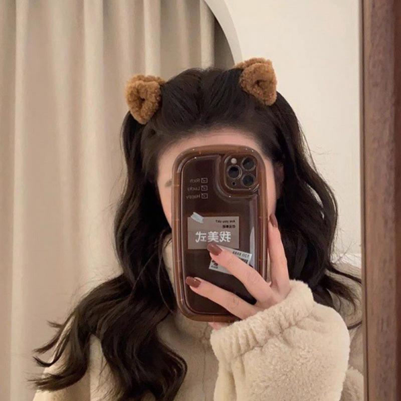 2Pcs Plush Cat Ears Shape Hair Clips Women Sweet Cute Beige Duck Beak Clip Hairpin Fashion Girls Headwear Hair Accessories