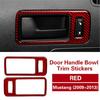2Pcs For Ford Mustang 2009-13 Red Carbon Fiber Door Handle Bowl Sticker Cover