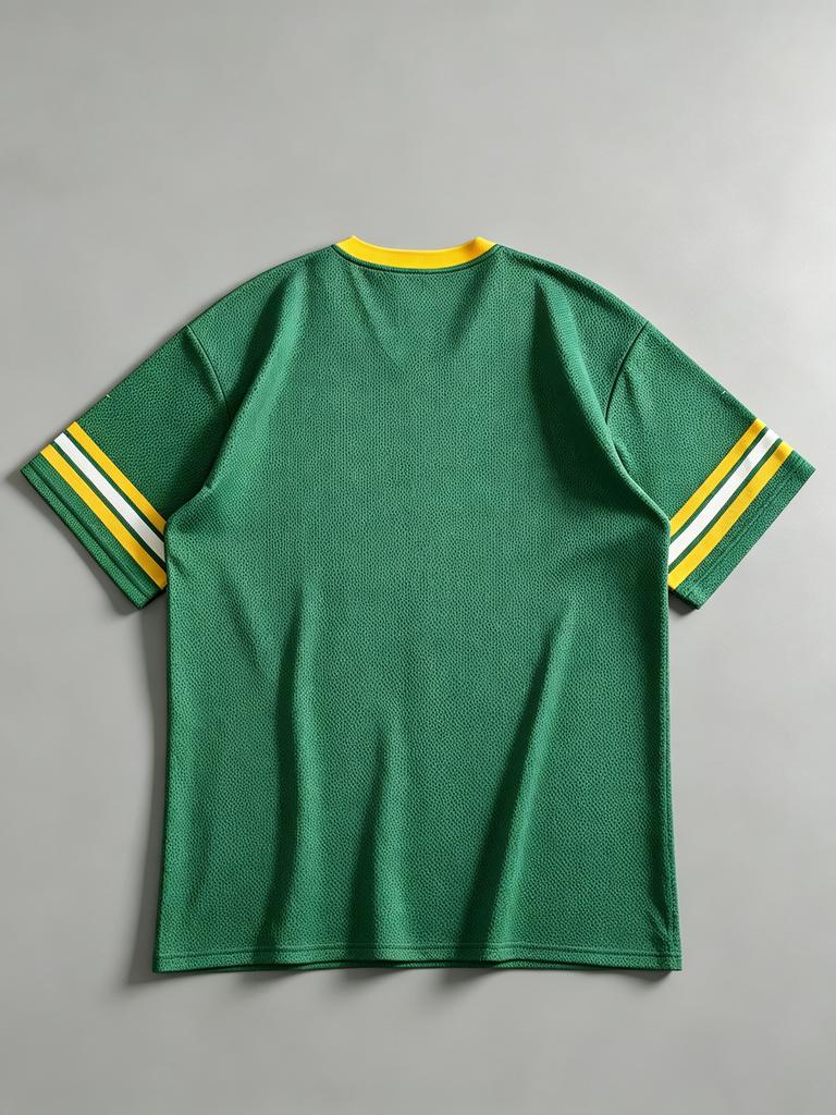 Men's Letter Print Green V-Neck Short Sleeve Casual T-Shirt Jersey Football Jersey Men Number Shirt