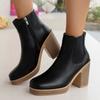 Women's Boots European and American Round Toe Side Zipper Thick Heel Short Boots High Heel Women's Boots