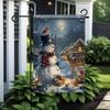 Christmas Snowman Reindeer Garden Ag 12x18 Inch Double Sided Winter Holiday Banner for Outdoor Yard Porch Lawn House Seaso EEZ