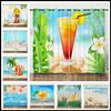 Curtain Beach Digital Printing Blackout Curtain Punching Living Room