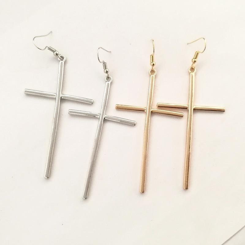 New Vintage Big Cross Long Earrings for Women Simple Cross Drop Earrings Jewelry Party Wedding Birthday Bijoux Gift