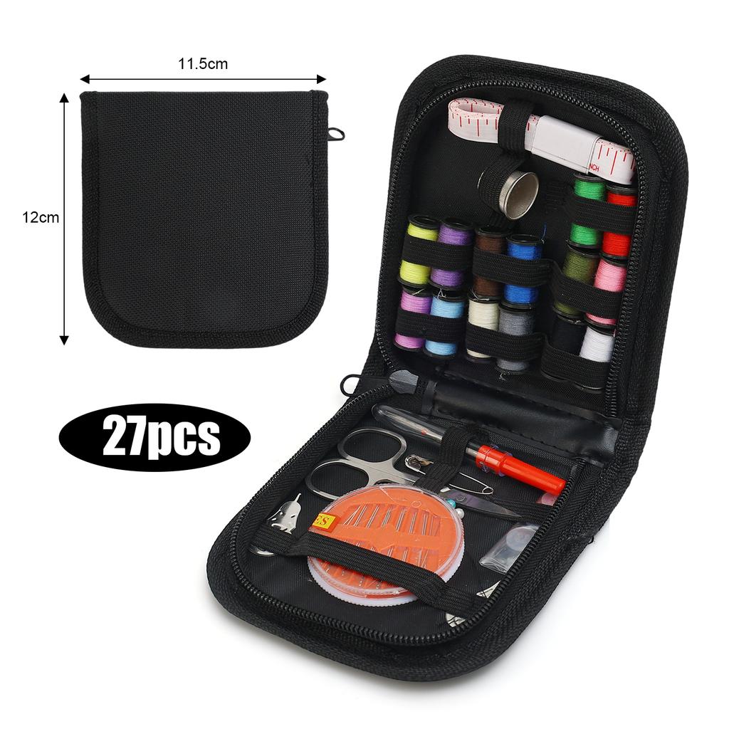 172/27PCS Complete DIY Sewing Kit Threads Needles Scissors Buttons Tape Measure Compact Hand Embroidery Mending Travel Tool Set