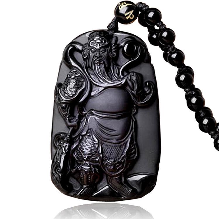 Men s and Women s Obsidian Guan Yu Necklace Pendant