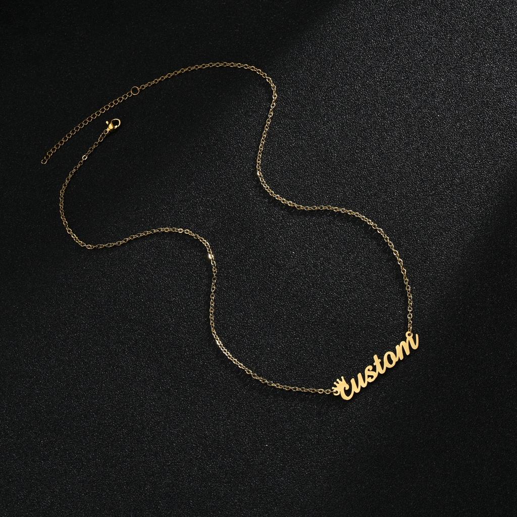 Atoztide Customized Fashion Stainless Steel Name Necklace Personalized Engrave Letter Choker Pendant Nameplate for Women Gift
