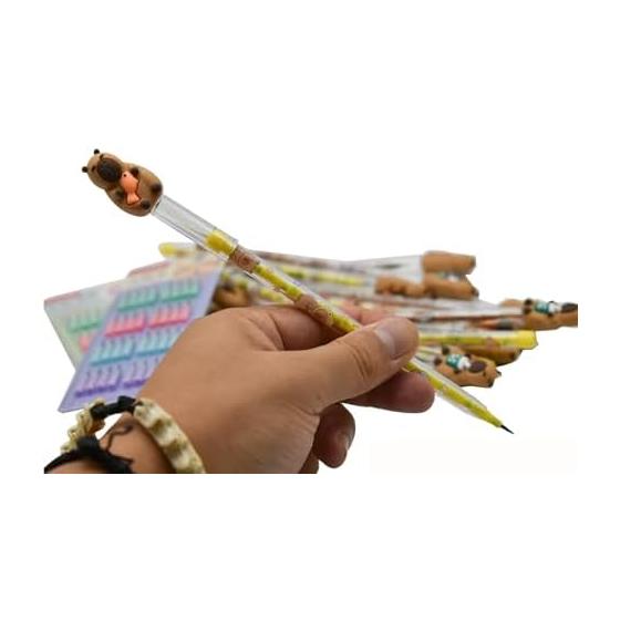Maydahui 12 Pcs Mechanical Pencils, HB Lead, Stackable Cute Capybara Animal Design, Drawing, Writing, Sketching Pencils for Students, Kids, Boys,