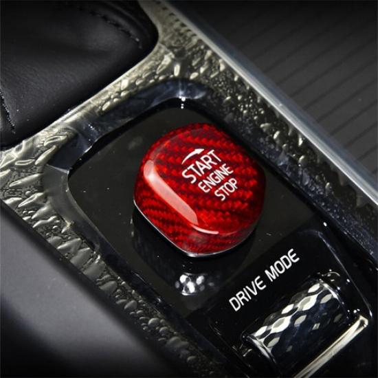 Real Red Carbon Fiber Car Center Start Stop Button Cover For Volvo S60 -