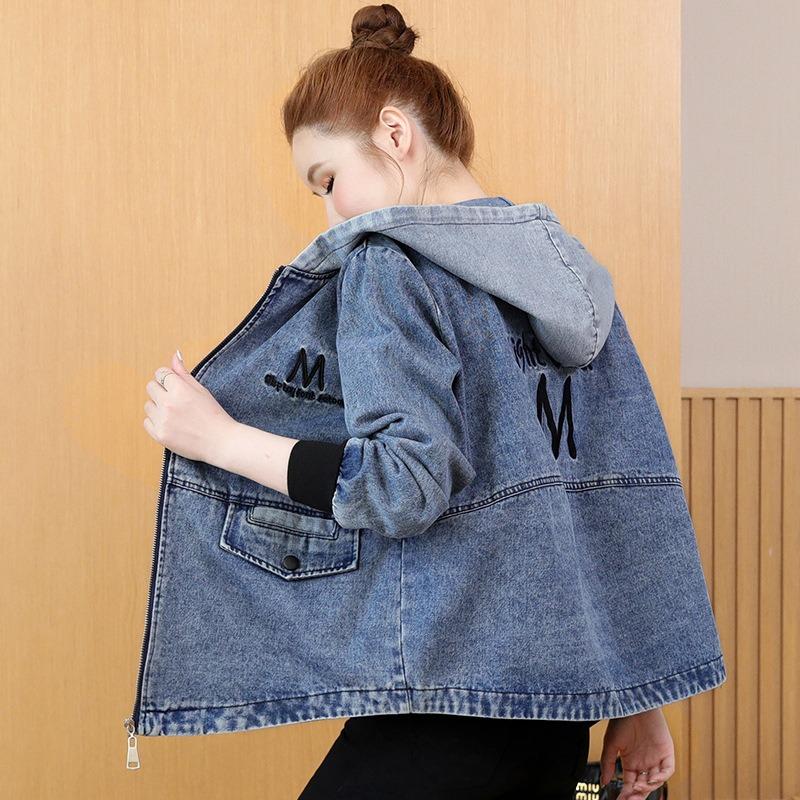 Retro Hooded Baseball Jersey Denim Jacket Women's Spring and Autumn New High-end Loose and Thin Jacket Top