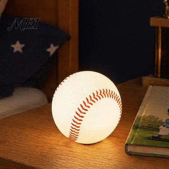 Cordless Desk Lamp Realistic Baseball Night Light, Decor Lamp, Portable Ambient Decorative Lamps Lighting Ornament for Bedroom Office, Creative Sports