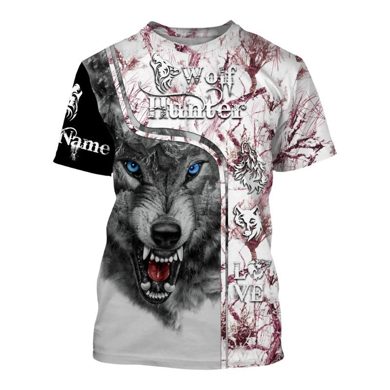 Personalized Name Wolf / Deer Hunting 3D All Over Printed Men's Fashion t shirt Summer Unisex Casual short sleeve T-shirt TX299