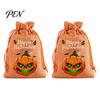 Reusable Gift Packaging 2Pcs Halloween Pumpkin Drawstring Bags for Candy Treats, Retro Burlap Small Storage Candies Trick or Treat Bags, Portable