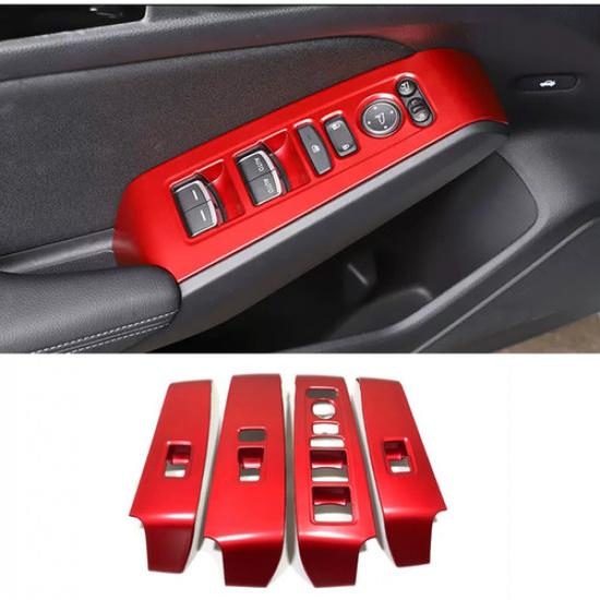 Window lift switch adjust panel Cover trim Red For Honda Civic