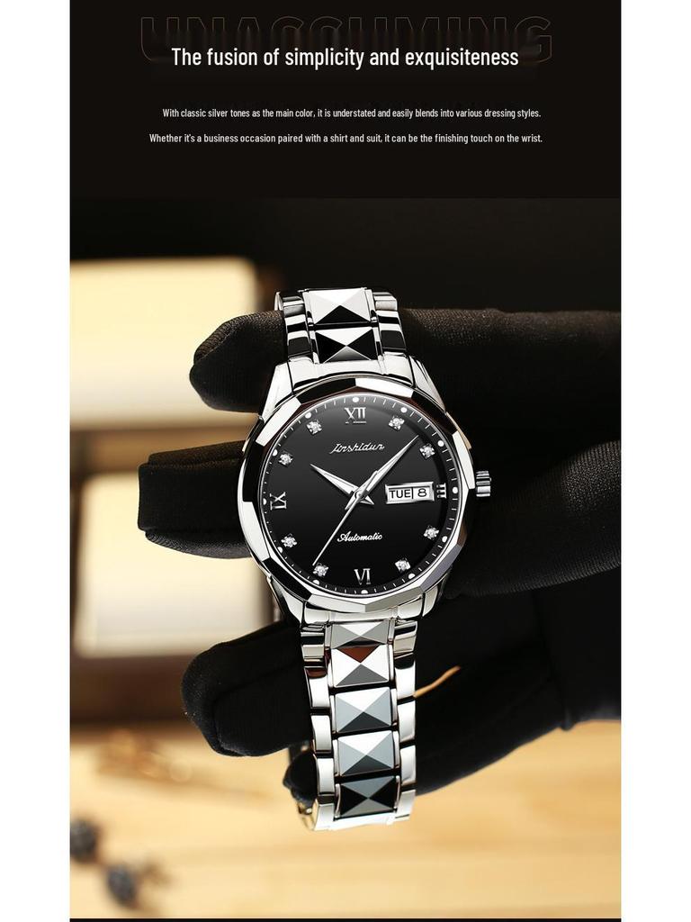 Jinshidun Men's Tungsten Steel Automatic Waterproof Mechanical Watch