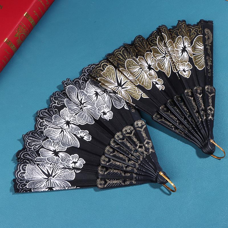 Chinese Style Silk Fabric Fan Folding Fan Wedding Fan Art Gifts Dance Hand Fan Vintage Folding Flower Fan Ancient Hanfu Fan