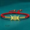 Triple Moon Goddess Bracelet Adjustable Black Rope Wiccan Pagan Jewelry Gift for Women Hecate Wheel