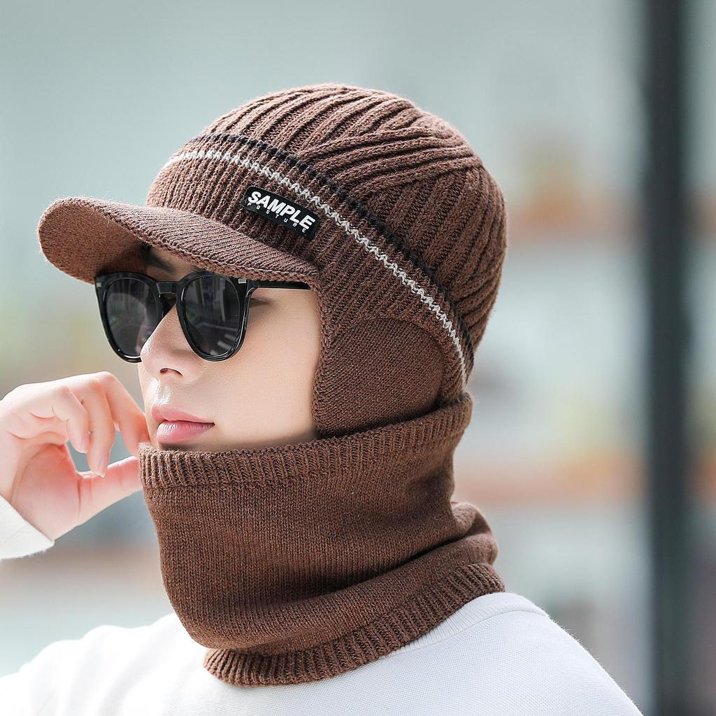 Men's Winter Warm Knitted Beanie for Big Heads - Fashionable Cotton Dome Hat