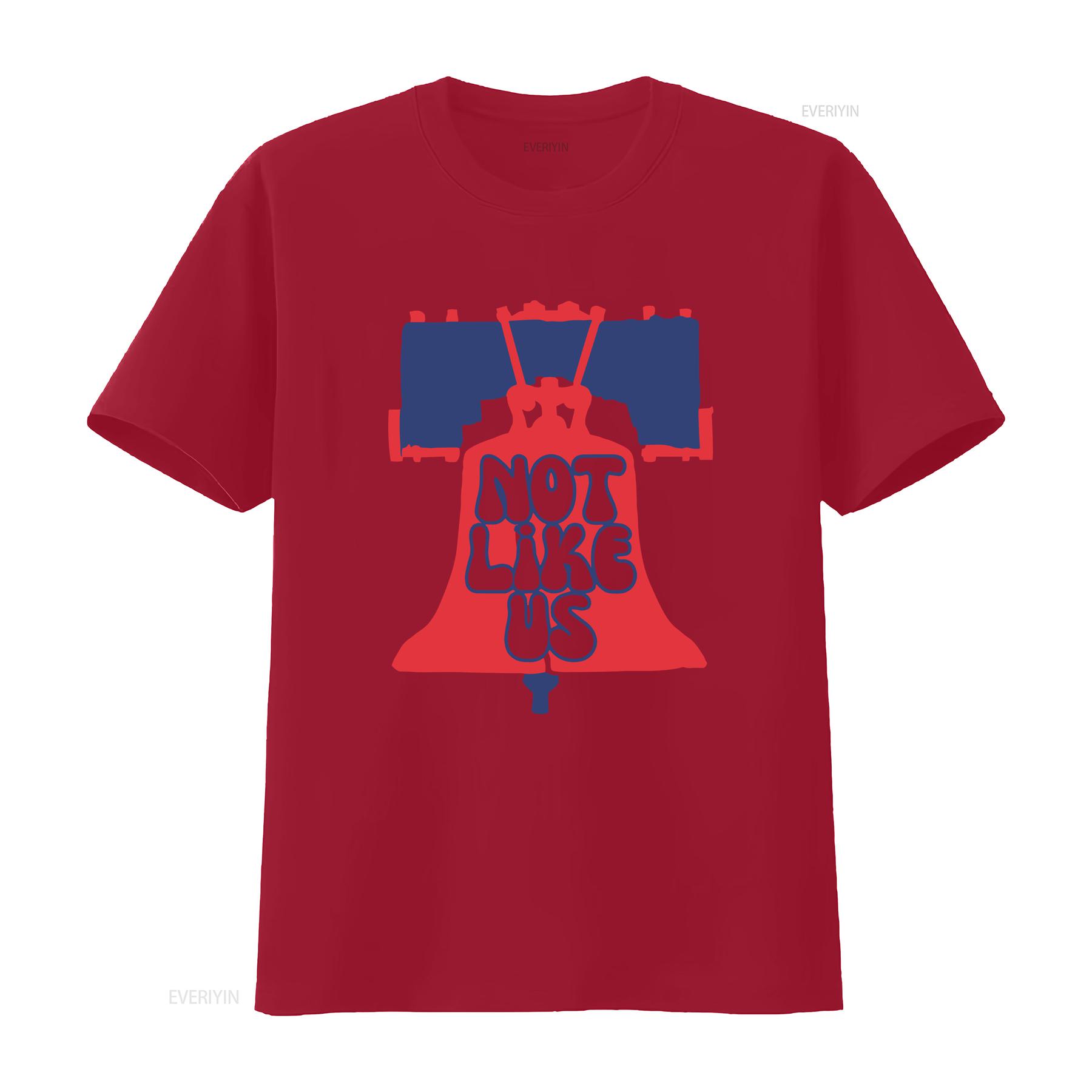 

Not Like Us Philly Baseball Game Day Apparel Softstyle T Shirt Sports White on Red Liberty Bell vintage Washed graphic Slightly S
