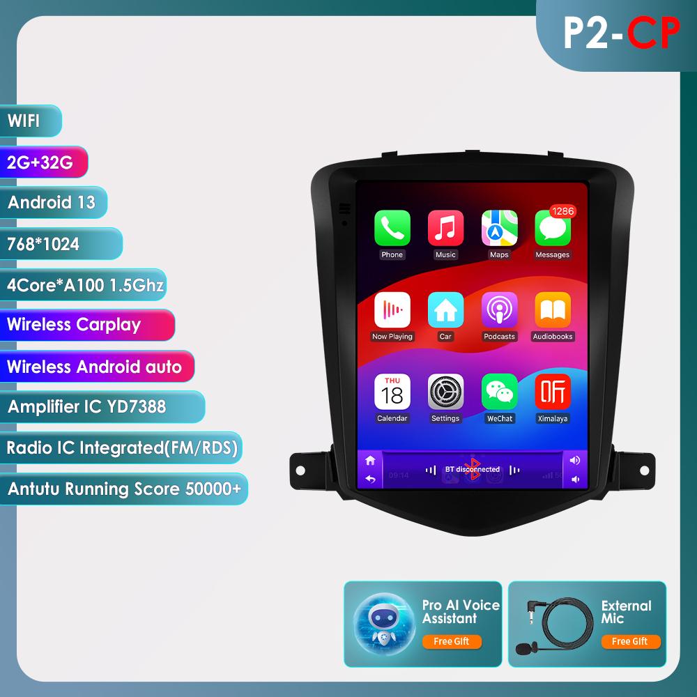 OSSURET Carplay 4G-LTE 7862 DSP 9.7'' 2 Din Android Car Radio for Chevrolet Cruze J300 2008 2009 2010 2011 2012 Intelligent Multimedia Video GPS RDS