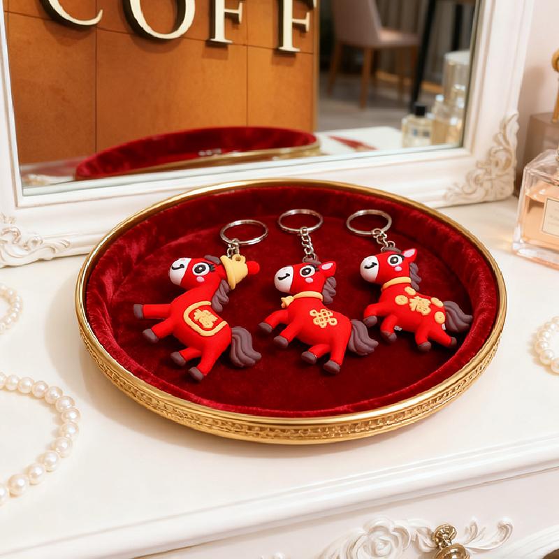 1PC Convenient Festive Decorative Practicality Red Gift Cartoon Handbags Horse Keychain Souvenirs Cute Backpacks