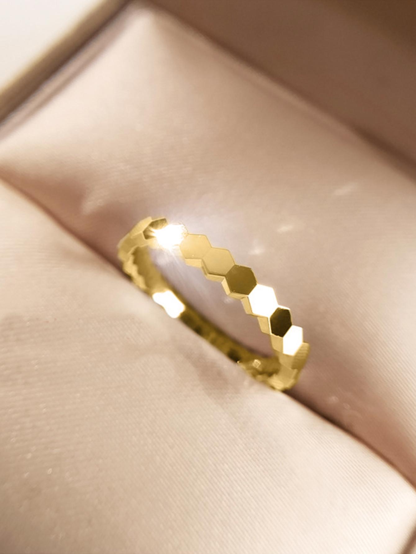 

copper Zircon Geometric Shape Rings Ideal For Women Gift Match Daily Party High Quality Vintage Fine Jewellery Accessories 8 золотистый