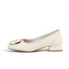 Soft Leather Single Shoes Women's Spring Square Buckle Thick Heel Medium Heel Soft Leather Square Head Grandma Shoes Soft Sole Shoes