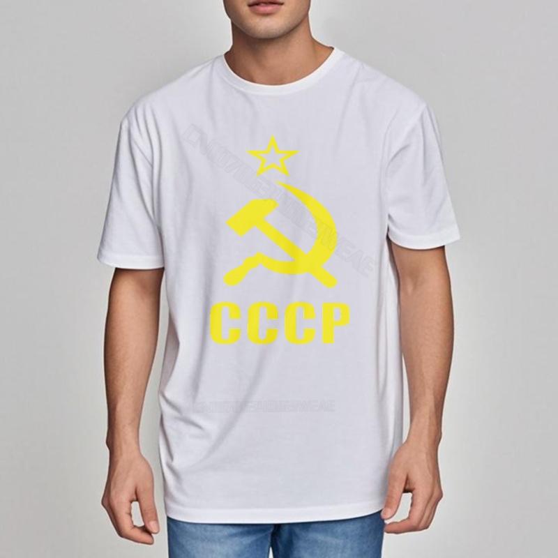 Funny tshirt Breathable Round Neck Tee Soviet Union Symbol In Yellow Streetwear Big Size Tee Shirt Fashionable Trendy Tshirt