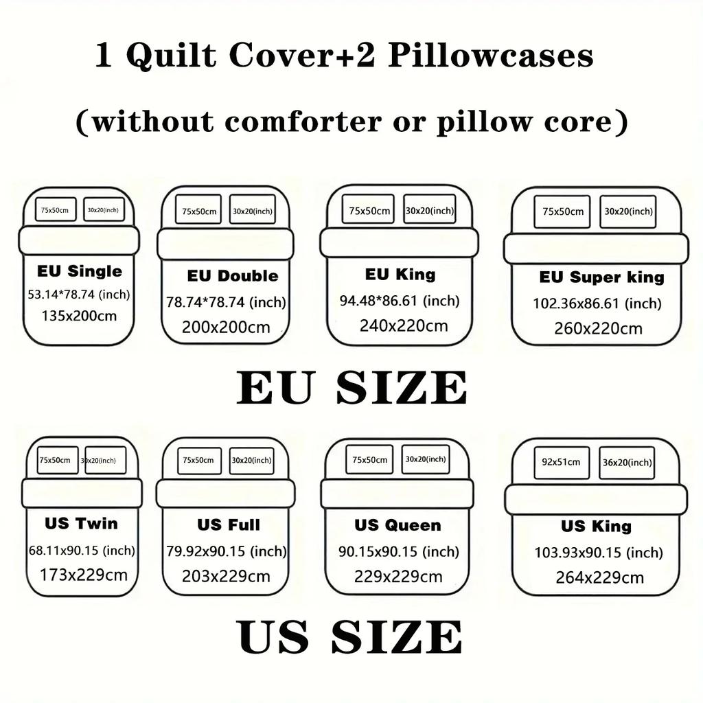 3pcs Sleeping cat pattern printed bedding set, 1*quilt cover+2*pillowcase, suitable for king bed, single bed for all seasons