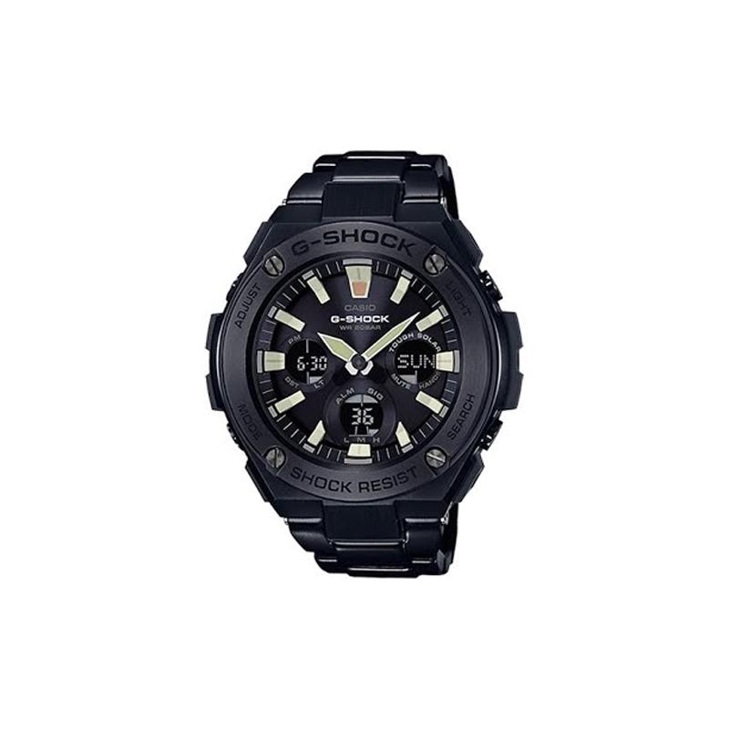 

Casio 200 meters waterproof quartz movement stainless steel strap Japanese and Korean watch men s watch black dial GST-S130BD-1A чёрный