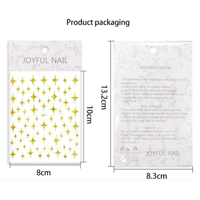 Meteor Nail Sticker 3D Adhesive Sticker Laser Gold and Silver Black and White Nail Sticker DIY Applique