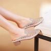 Baotou Half Slippers Female External Wear Summer Mesh Breathable Medium Thick Heel Rhinestone Hollow Sandals