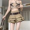 Damska dżinsowa mini spódniczka w stylu Y2K, vintage, z falbankami, szorty, spódniczka z wysokim stanem, odzież w stylu mody koreańskiej