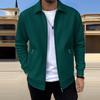 Men's Casual Oversized Solid-Color Pocket Zipper Long-Sleeve Jacket
