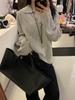 French Cashmere Lapel Knit Sweater - Women's Loose Fit, Autumn/Winter Thickened Base Layer