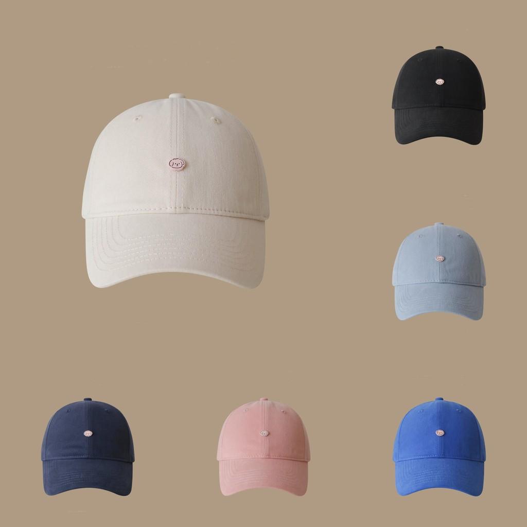 Soft Top Wide Brim Cap For Girls With Solid Color Design And Puppy Decoration For Fashionable Outdoor Use