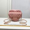 Heart-shaped Quilted Genuine Leather Shoulder Crossbody Handbag Small Daily Use Women