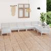 Vidaxl 8-Cz. Garden Lounge Set, White, Pine Wood