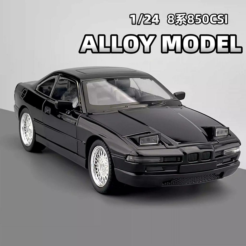 1:24 850 CSI Alloy Sports Car Model Diecasts Metal Racing Car Vehicles Model Simulation Sound Light Collection Kids Toy Gift