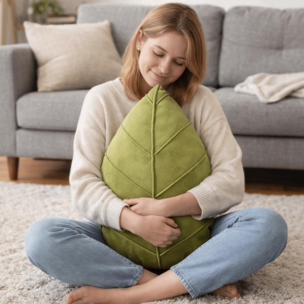 Soft Throw Pillow PP Cotton Filling Sofa Cushion Minimalist Leaf Shaped Pillow  Bed Room
